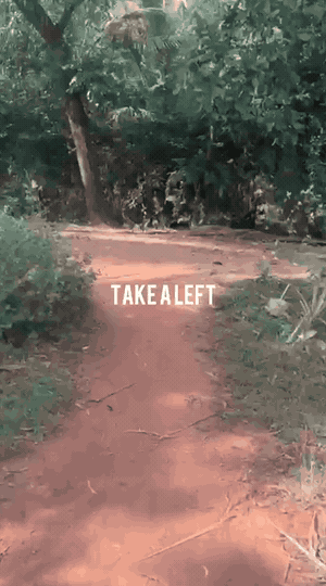 Junction on the path where you turn left